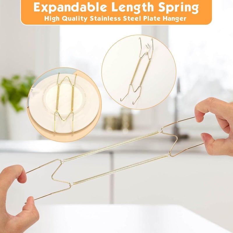 Tetutor 24 pcs Plate Hangers for The Wall, 4/6/8/10/12 Inch Invisible Decorative Wall Plate Hangers, Stainless Steel Plates Walls Hanger for Display Various Sizes with Hooks for Decorative - Image 5